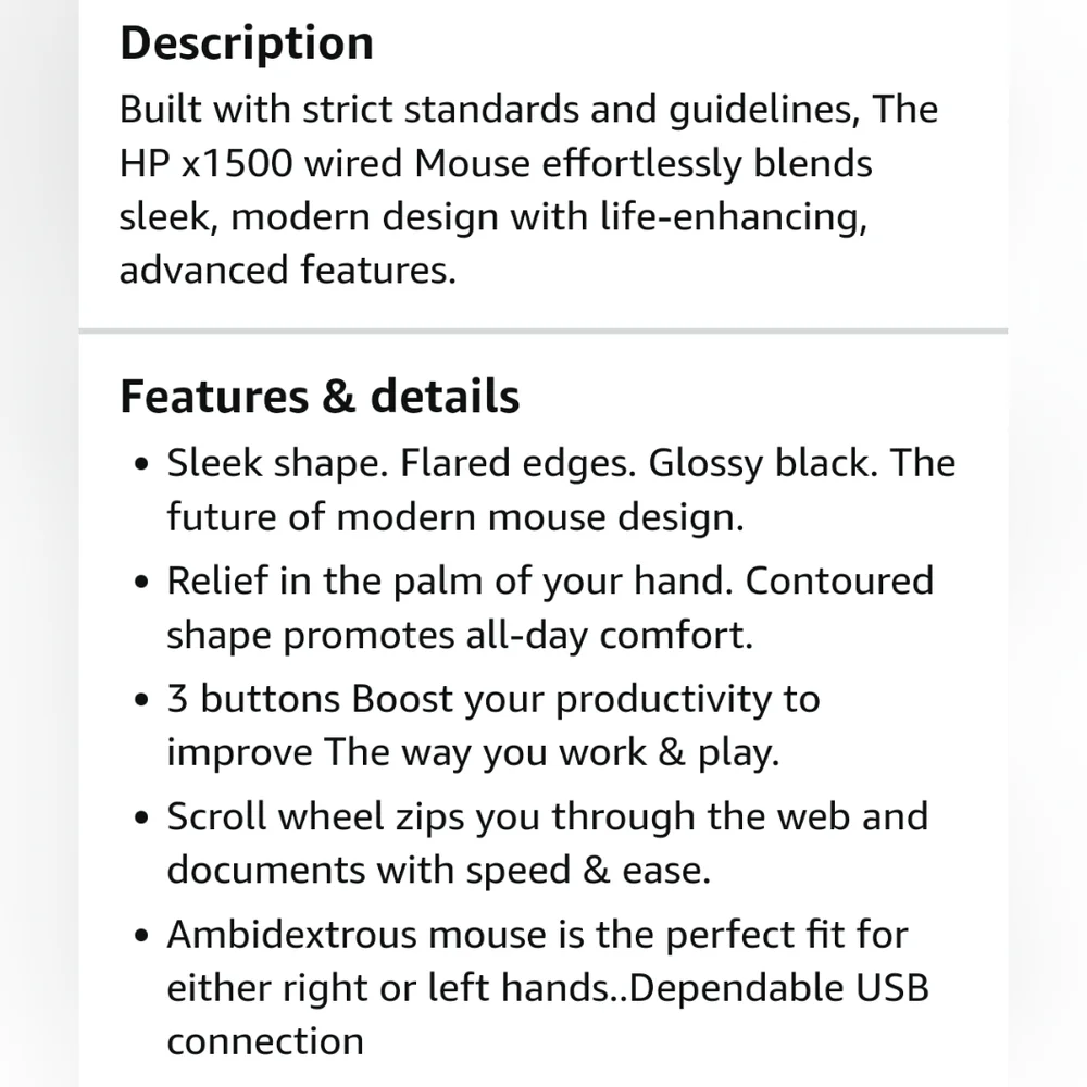 HP Wired USB Mouse X1500 (Black)
